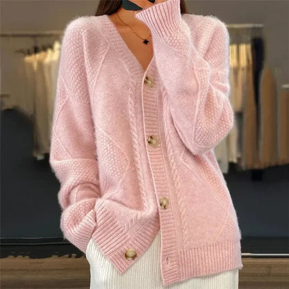 Maria | Cardigan de Lã Mulher Decote V Botões Manga Comprida
