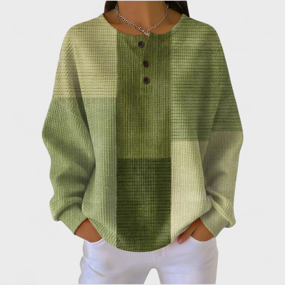 Mariana | Camisola de Malha Waffle Mulher Colour Block Manga Comprida
