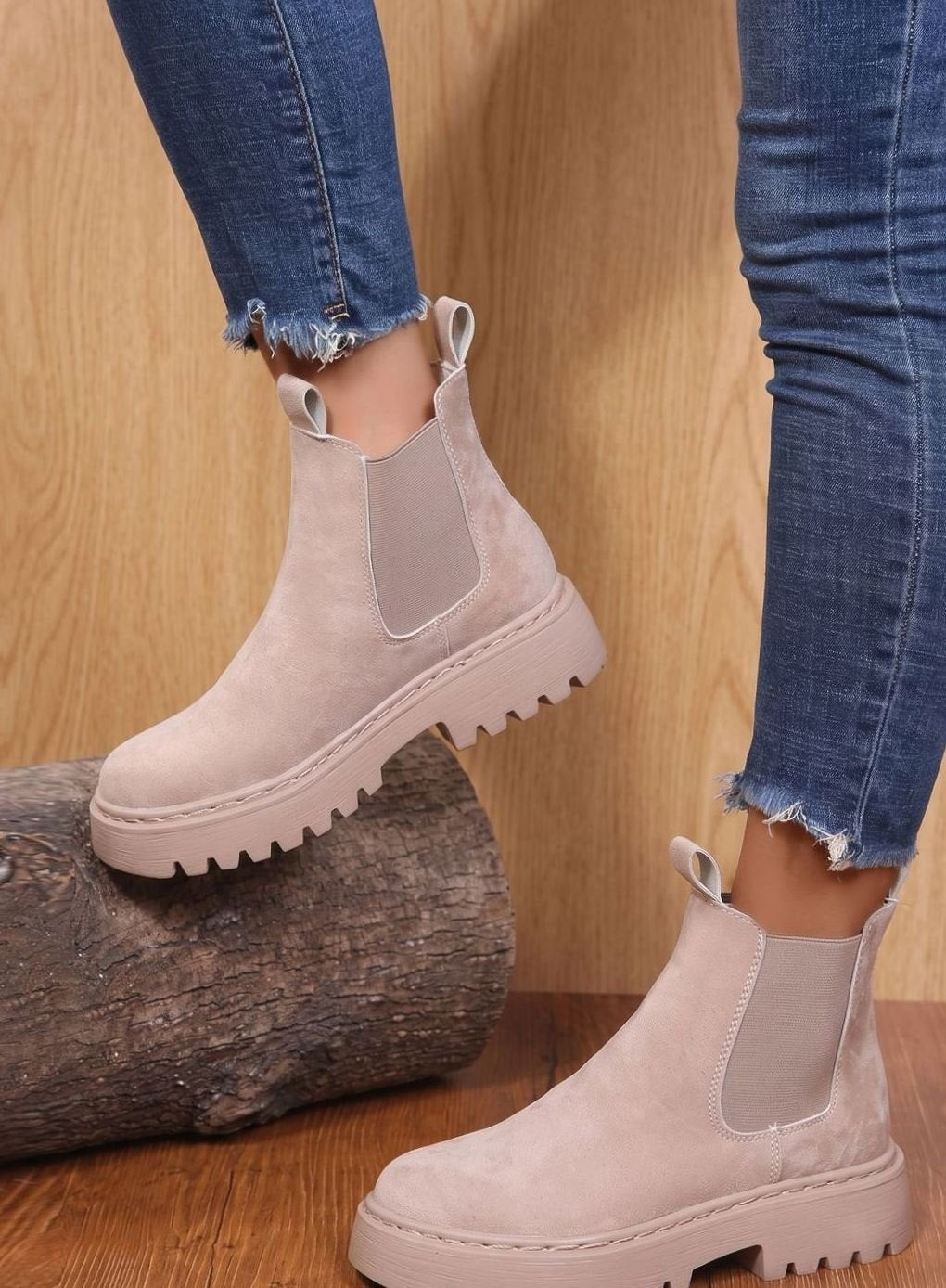 Rhea | Women's Faux Suede Platform Chelsea Ankle Boots