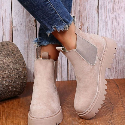 Rhea | Women's Faux Suede Platform Chelsea Ankle Boots
