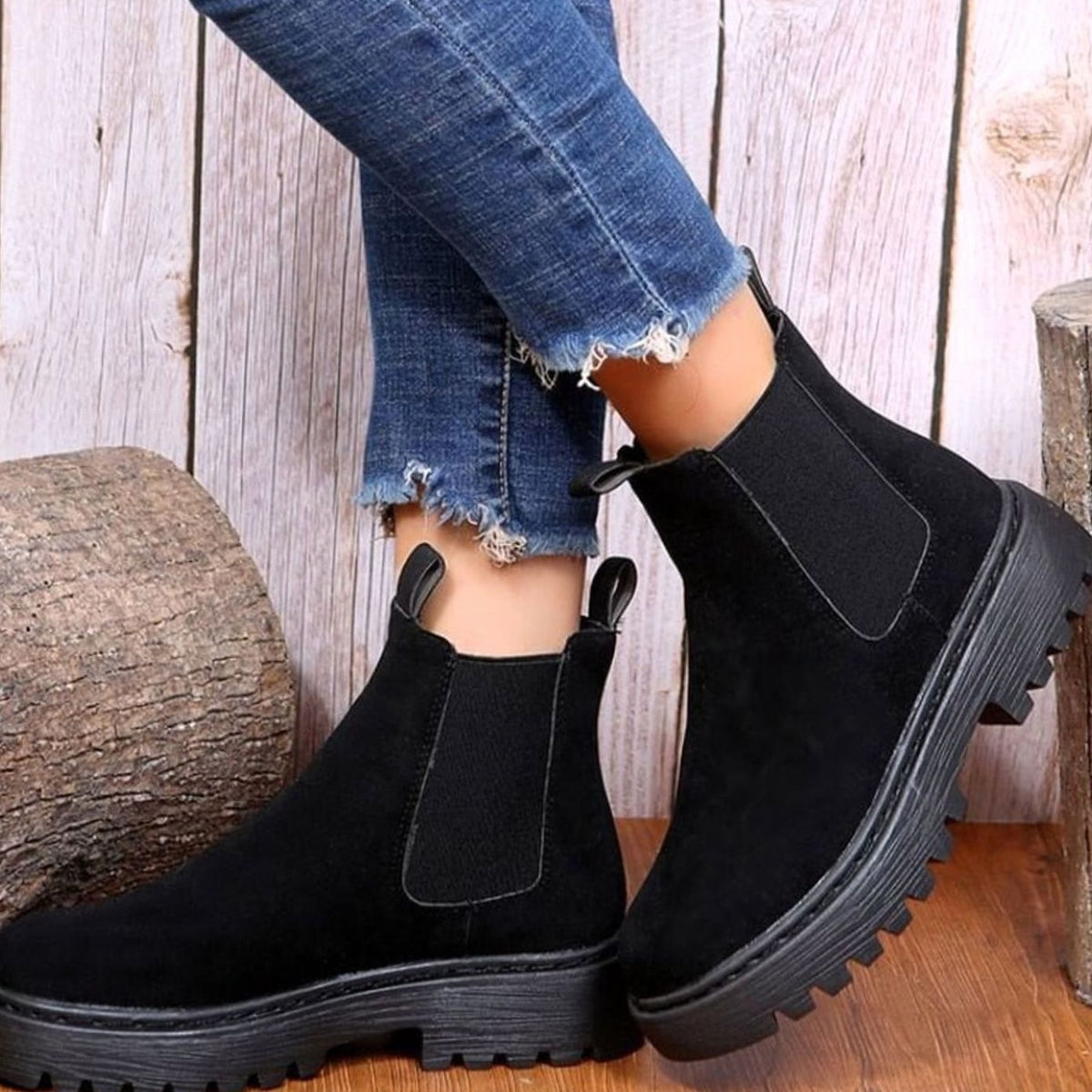 Rhea | Women's Faux Suede Platform Chelsea Ankle Boots