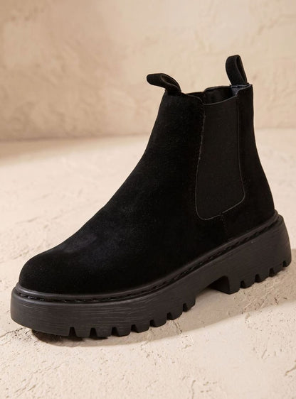 Rhea | Women's Faux Suede Platform Chelsea Ankle Boots