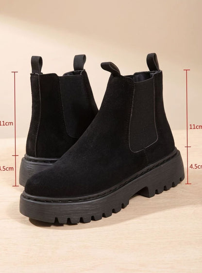 Rhea | Women's Faux Suede Platform Chelsea Ankle Boots