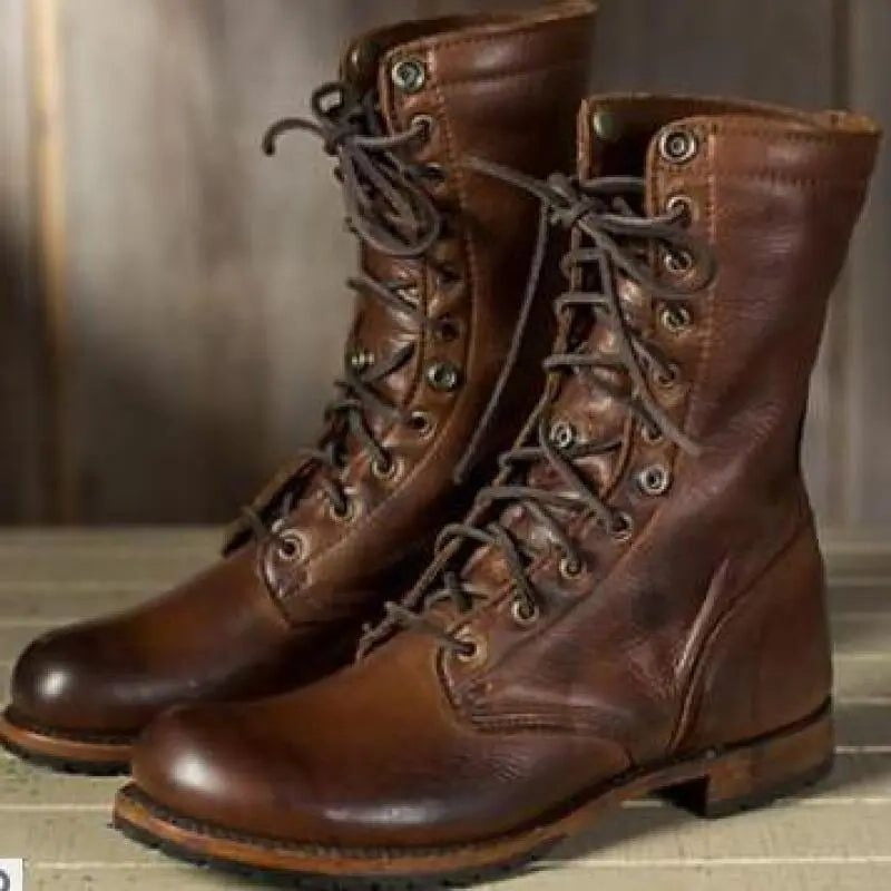 Marta | Botas Militares de Couro Mulher com Atacadores