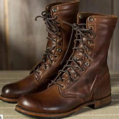Marta | Botas Militares de Couro Mulher com Atacadores