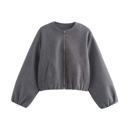 Marta | Casaco Bomber Cropped Mulher Fecho Frontal