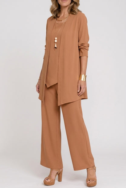Marta | Conjunto Cardigan Três Peças Mulher Calças Perna Larga