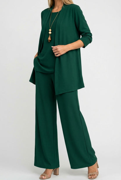 Marta | Conjunto Cardigan Três Peças Mulher Calças Perna Larga