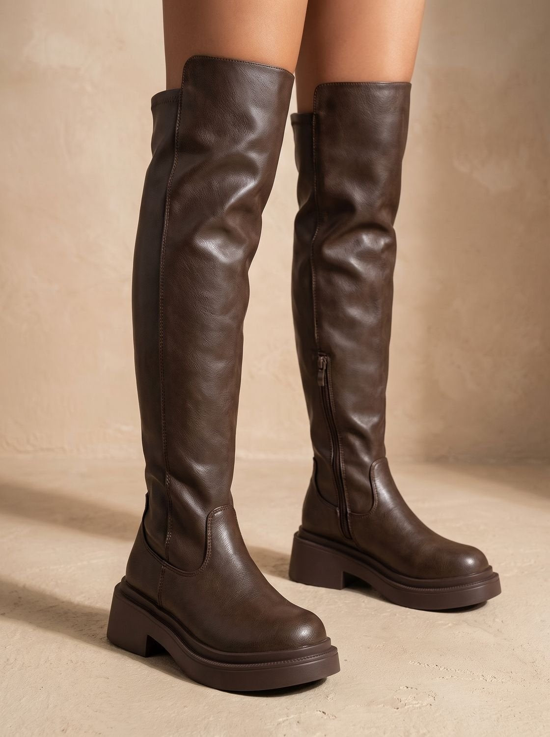 Matilde | Botas Overknee Mulher Cano Alto Sola Plana Fecho Lateral