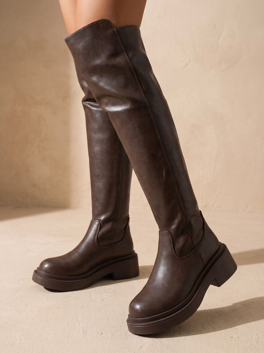 Matilde | Botas Overknee Mulher Cano Alto Sola Plana Fecho Lateral