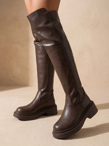 Matilde | Botas Overknee Mulher Cano Alto Sola Plana Fecho Lateral