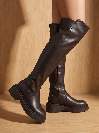 Matilde | Botas Overknee Mulher Cano Alto Sola Plana Fecho Lateral