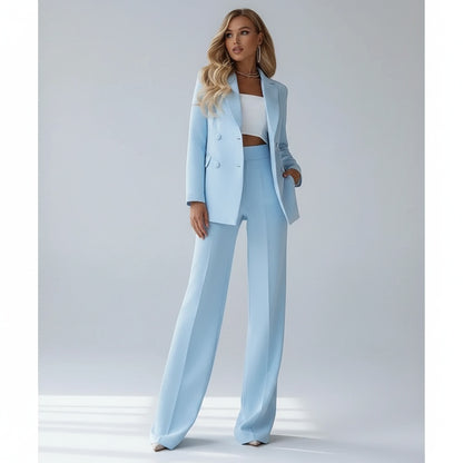 Matilde | Conjunto Blazer Duplo e Calças Perna Larga Mulher Elegante