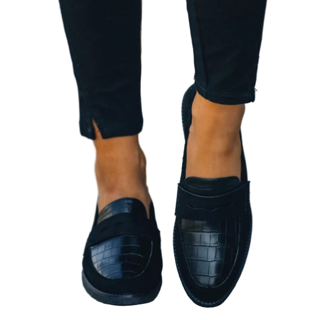 Matilde | Mocassins Mulher Estampado Crocodilo Bico Redondo