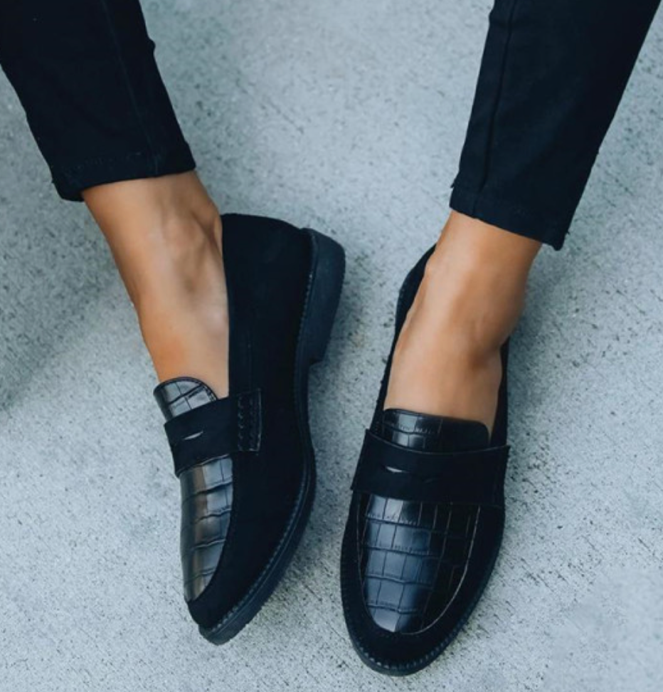 Matilde | Mocassins Mulher Estampado Crocodilo Bico Redondo