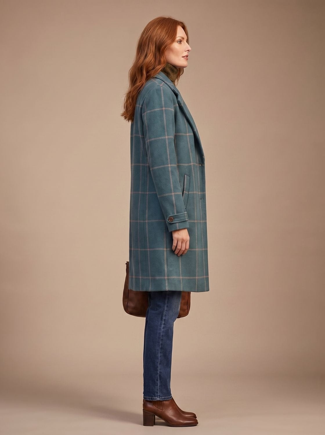 Sloane | Women's Long Plaid Overcoat Lapel Button Front