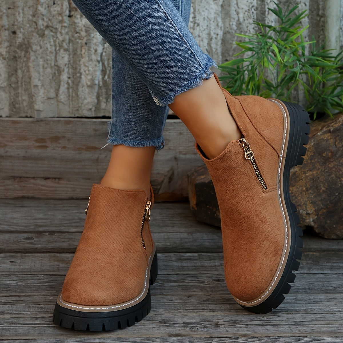 Mónica | Botins Cowboy Estampado Animal Print Mulher Sola Plataforma