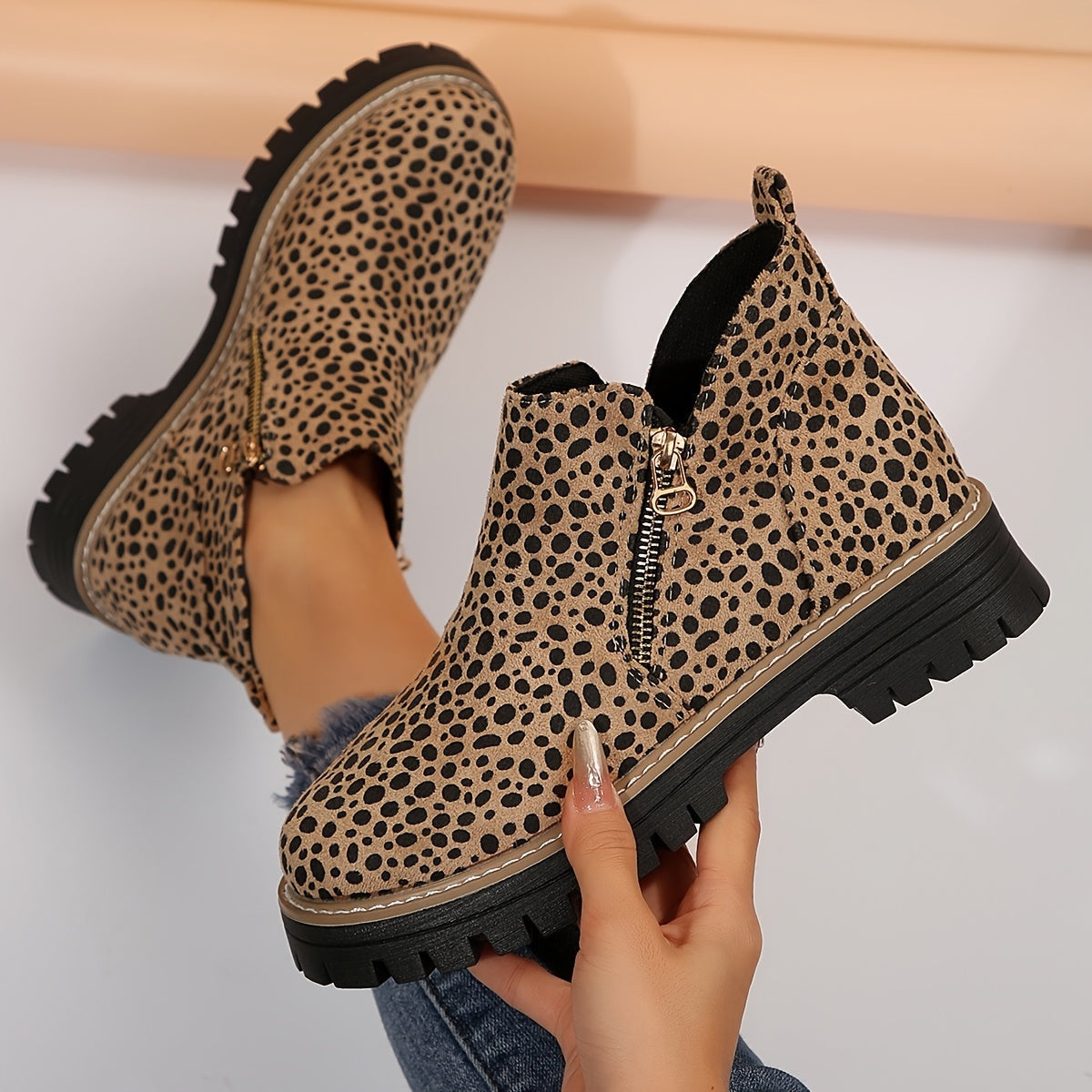 Mónica | Botins Cowboy Estampado Animal Print Mulher Sola Plataforma