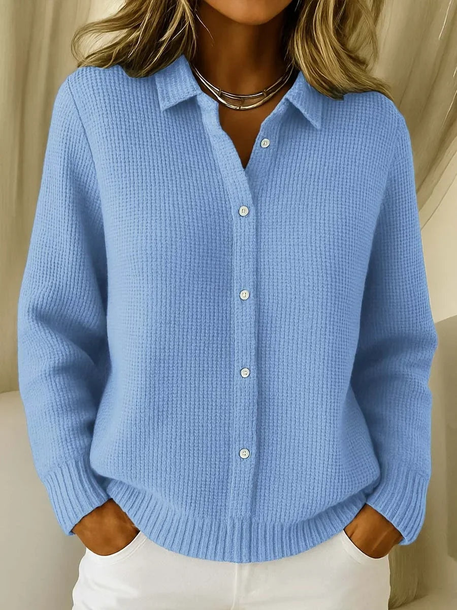 Mónica | Cardigan de Malha Mulher Botões Gola Polo