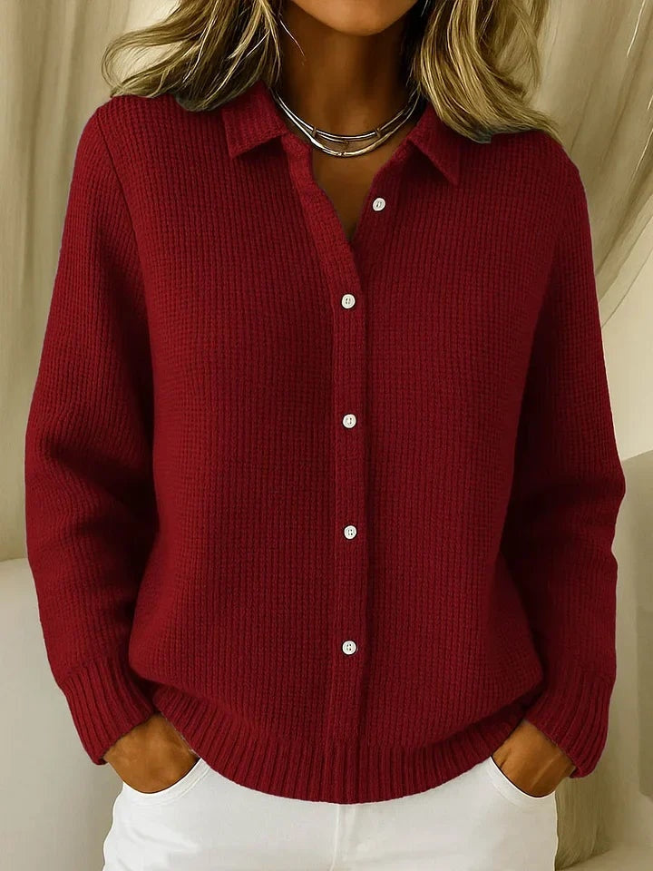 Mónica | Cardigan de Malha Mulher Botões Gola Polo