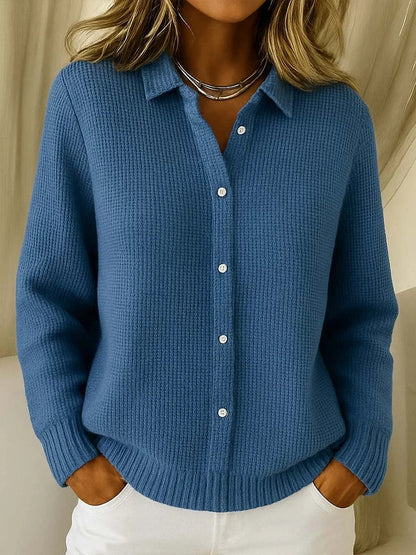 Mónica | Cardigan de Malha Mulher Botões Gola Polo