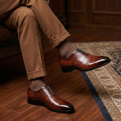 Mónica | Loafers de Couro Homem Textura Crocodilo Slip-On