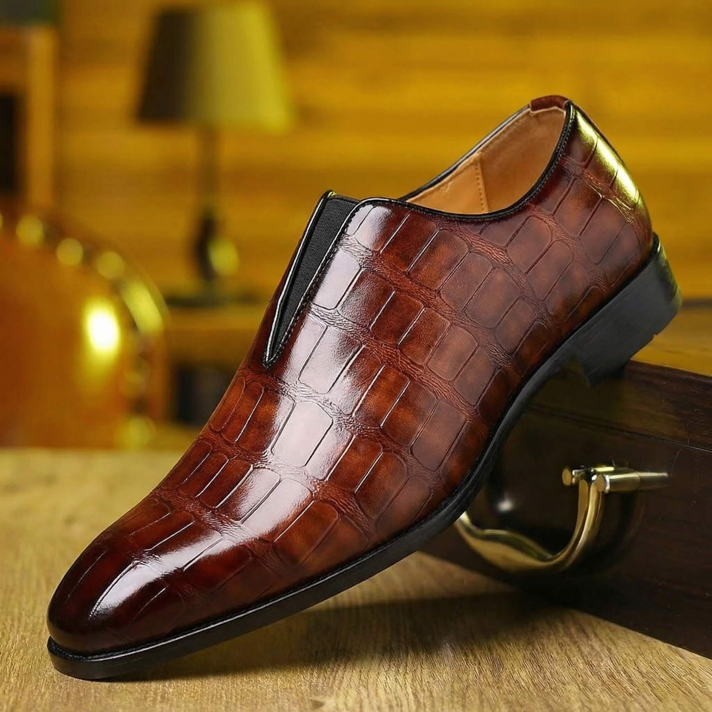 Mónica | Loafers de Couro Homem Textura Crocodilo Slip-On