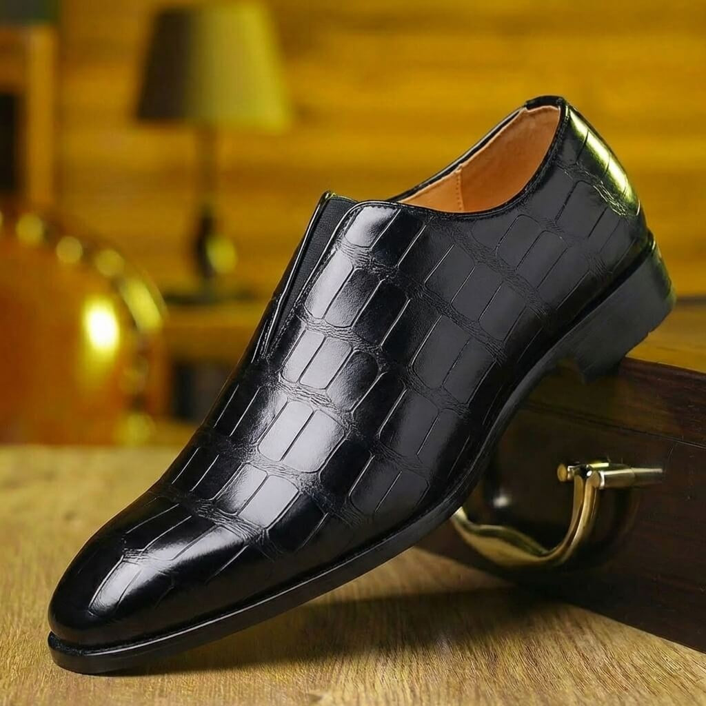Mónica | Loafers de Couro Homem Textura Crocodilo Slip-On