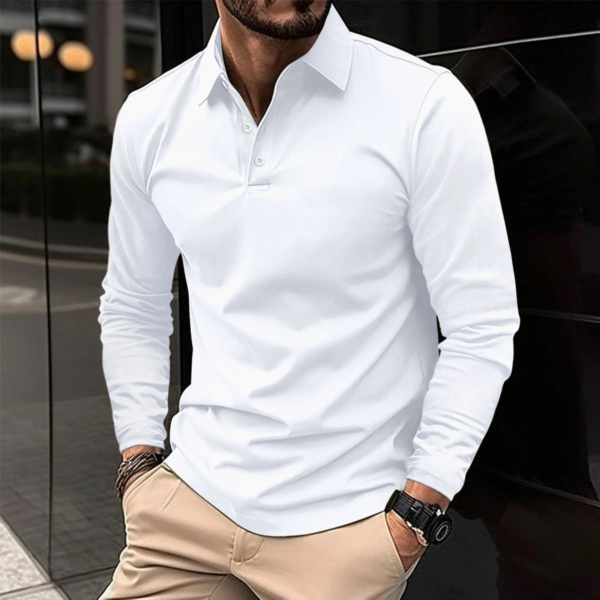 Nuno | Polo de Manga Longa Homem Gola Clássica