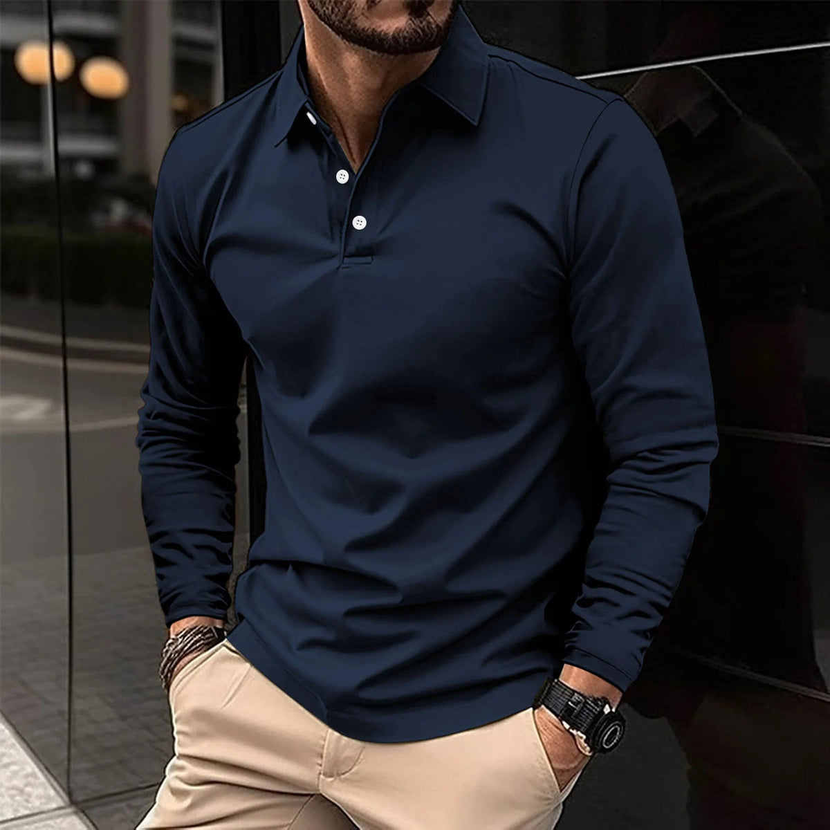 Nuno | Polo de Manga Longa Homem Gola Clássica