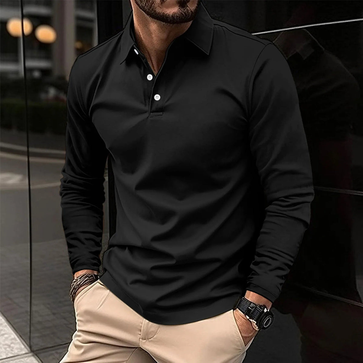 Nuno | Polo de Manga Longa Homem Gola Clássica