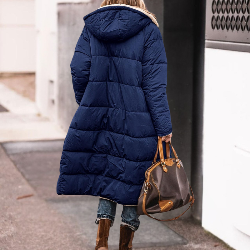 Octavia | Women's Long Quilted Puffer Jacket with Teddy Lined Hood