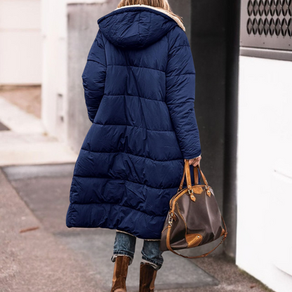 Octavia | Women's Long Quilted Puffer Jacket with Teddy Lined Hood