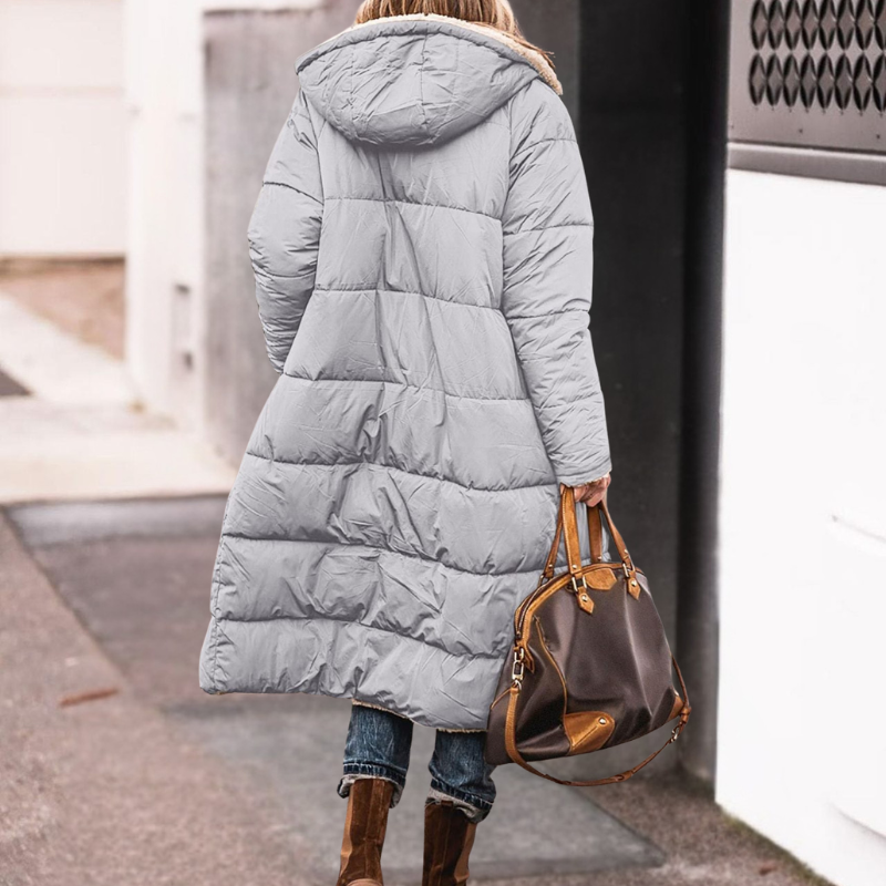 Octavia | Women's Long Quilted Puffer Jacket with Teddy Lined Hood