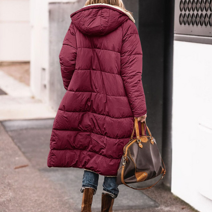 Octavia | Women's Long Quilted Puffer Jacket with Teddy Lined Hood
