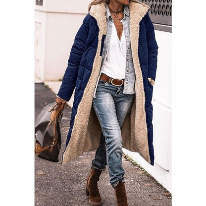 Octavia | Women's Long Quilted Puffer Jacket with Teddy Lined Hood