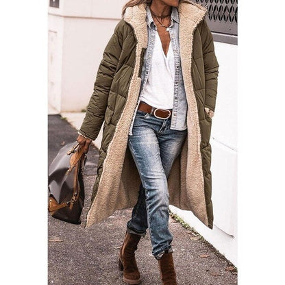 Octavia | Women's Long Quilted Puffer Jacket with Teddy Lined Hood