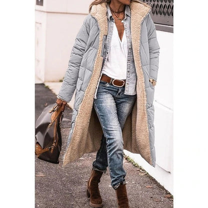 Octavia | Women's Long Quilted Puffer Jacket with Teddy Lined Hood