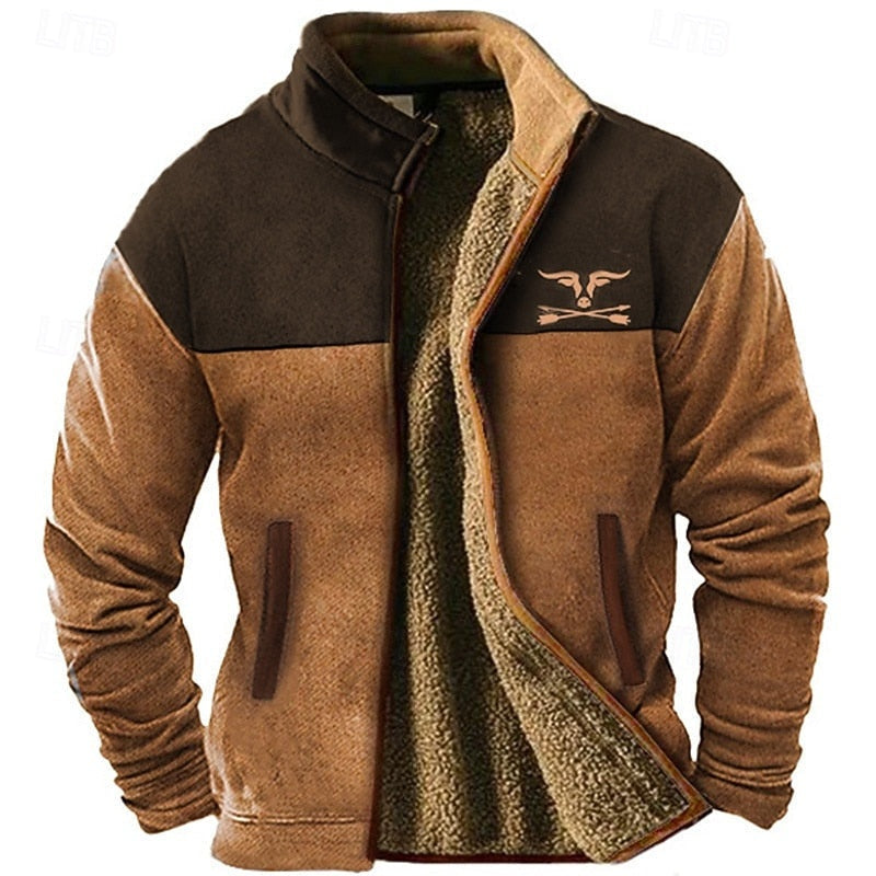 Orson | Men's Sherpa Fleece Jacket Colour Block Stand Collar