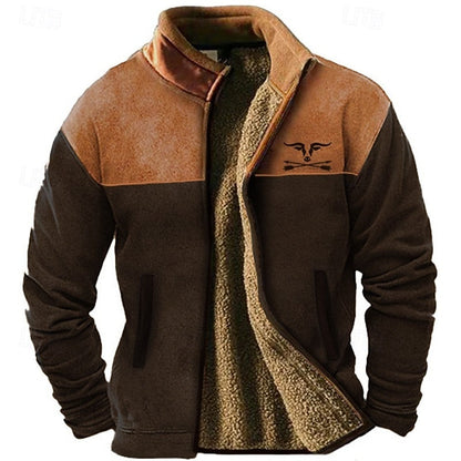 Orson | Men's Sherpa Fleece Jacket Colour Block Stand Collar