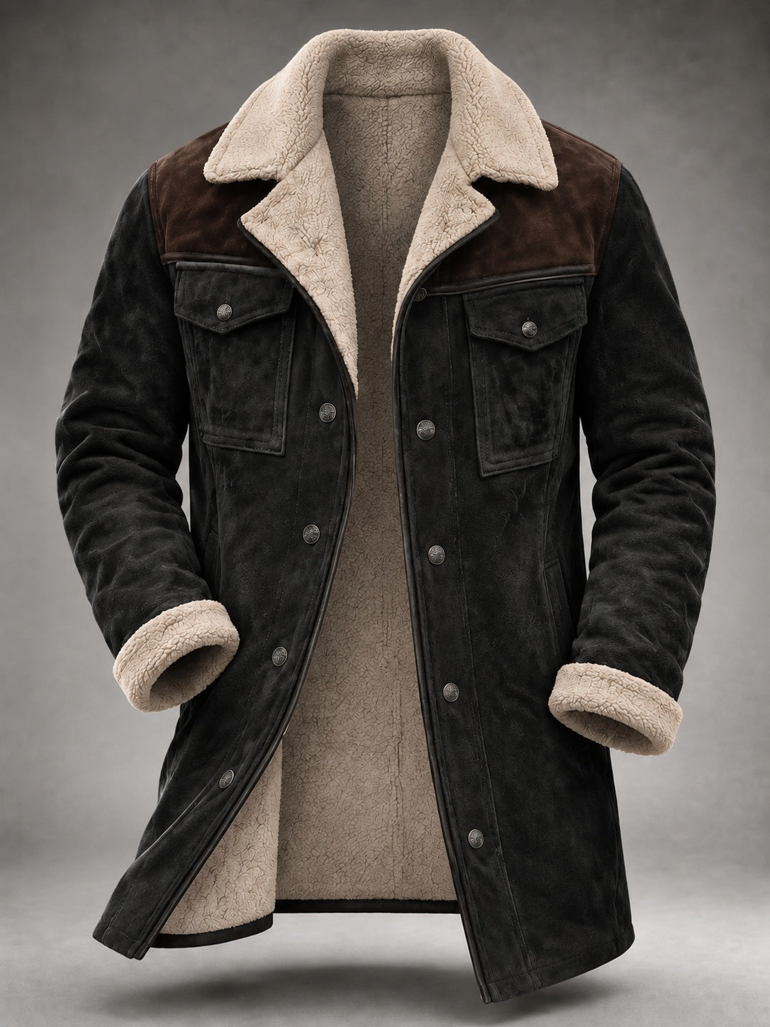 Orson | Men's Western Suede Shearling Jacket with Pockets