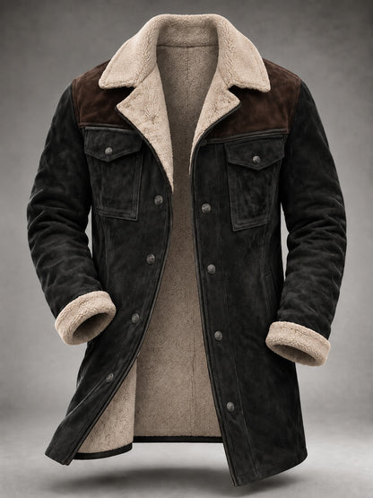 Orson | Men's Western Suede Shearling Jacket with Pockets