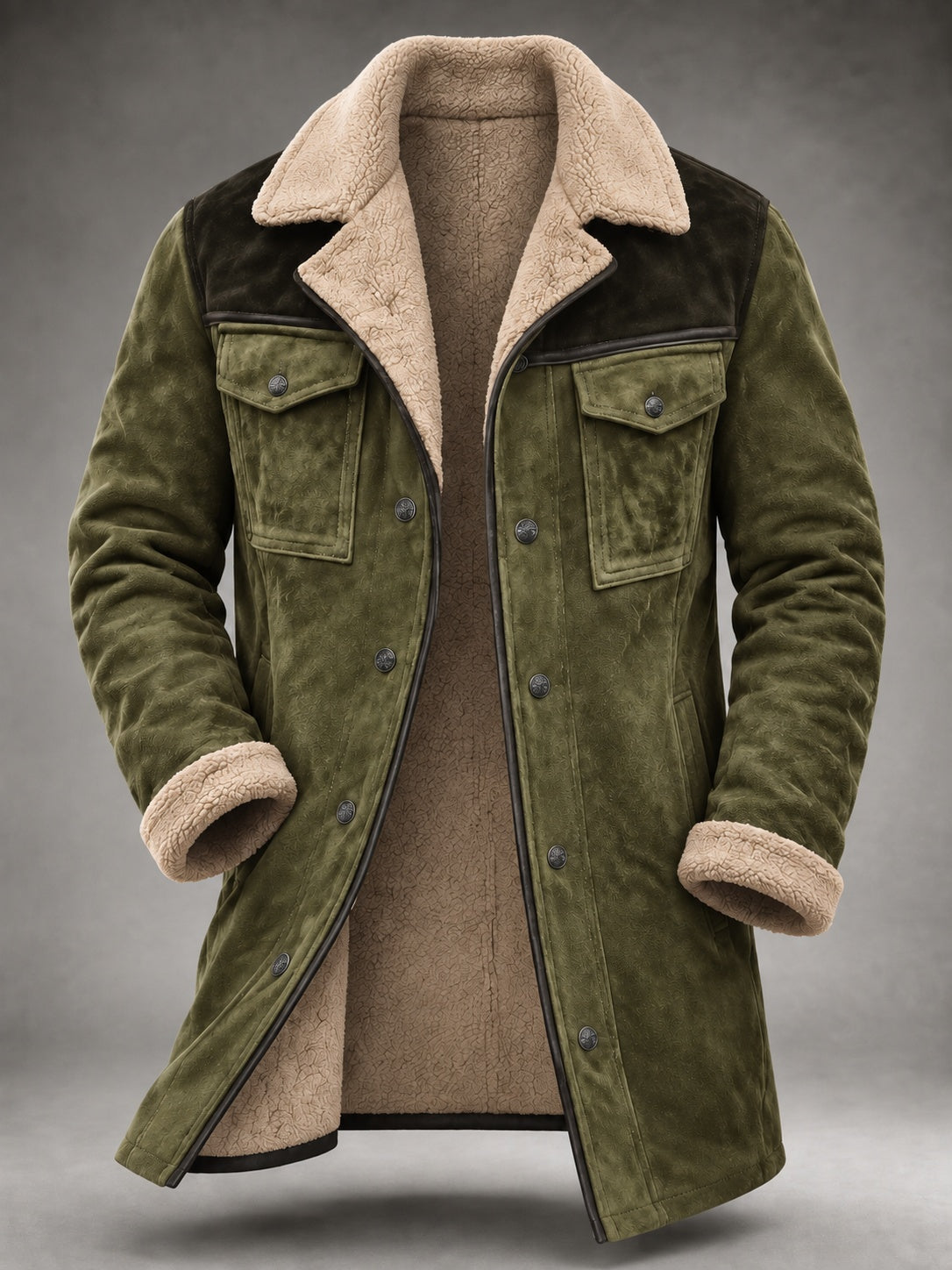 Orson | Men's Western Suede Shearling Jacket with Pockets