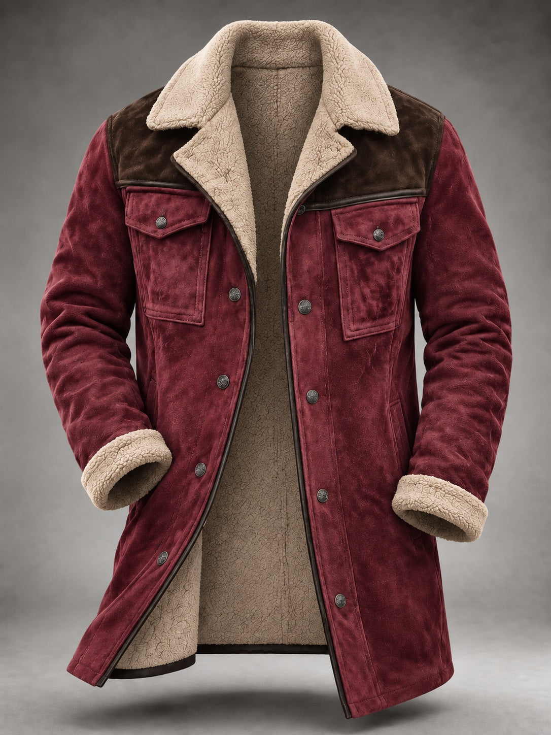 Orson | Men's Western Suede Shearling Jacket with Pockets