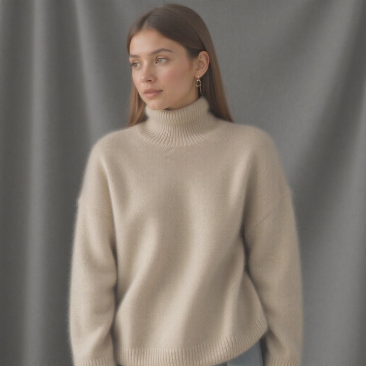 Camisola de Senhora Oversize com Gola Alta