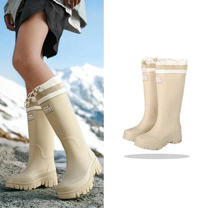 Patrícia | Botas de Chuva Impermeáveis Mulher Cano Alto Sola Antiderrapante