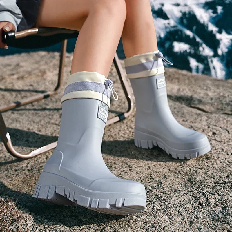 Patrícia | Botas de Chuva Impermeáveis Mulher Cano Alto Sola Antiderrapante