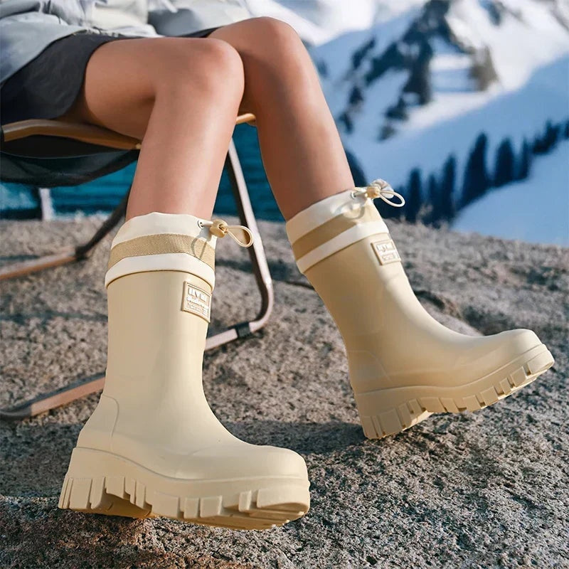 Patrícia | Botas de Chuva Impermeáveis Mulher Cano Alto Sola Antiderrapante