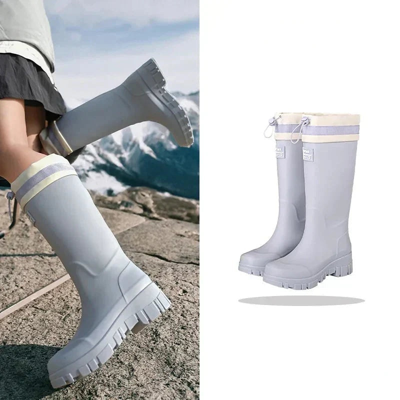 Patrícia | Botas de Chuva Impermeáveis Mulher Cano Alto Sola Antiderrapante