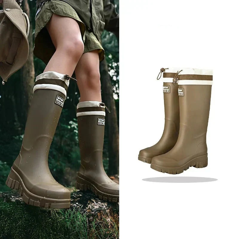 Patrícia | Botas de Chuva Impermeáveis Mulher Cano Alto Sola Antiderrapante
